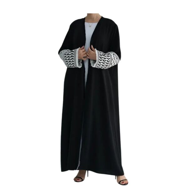 Keffiyeh Embroidered Abaya - Adults Black - Image 2