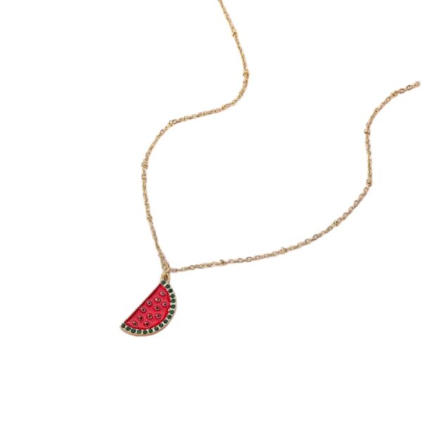 Mini Half Watermelon Enamel Necklace