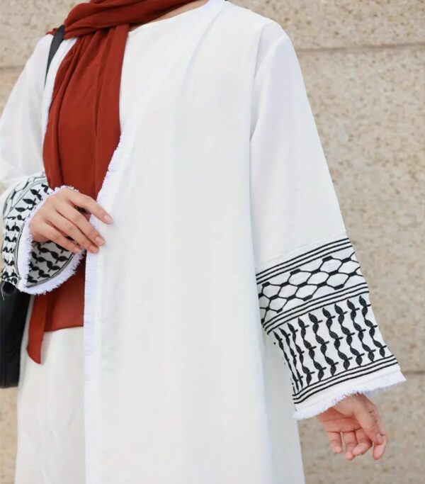 Keffiyeh Printed Abaya - Adults  White