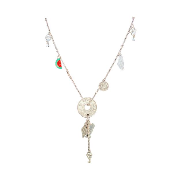 Stainless Steel Hand Crafted Palestine and Watermelon Themed Necklace