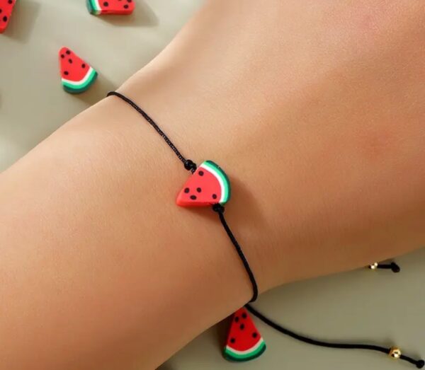 Watermelon  black rope bracelet