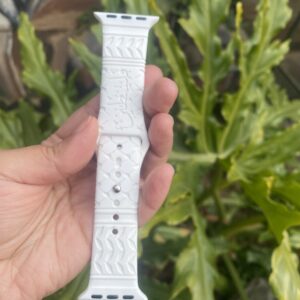 Palestine Engraved Smart Watch Band white for iPhone